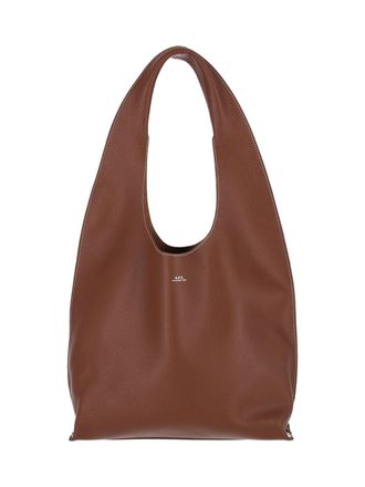A.P.C. Hammered Leather Shoulder Bag with Silver Logo