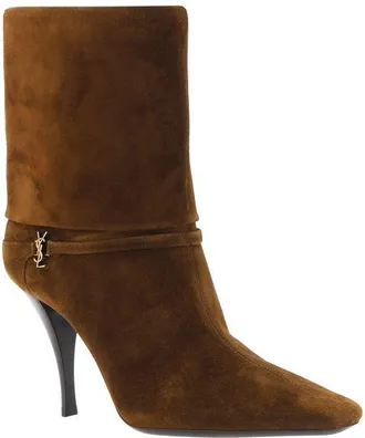 Saint Laurent Womens Brown Calf Leather Bos Taurus Ankle Boots