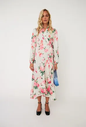 Cras Laracras Floral Polka Dot Wrap Dress in Polka Rose at Nordstrom, Size 14