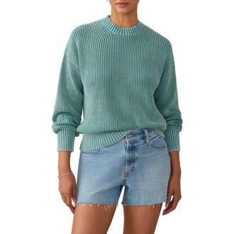 Faherty Sunwashed Organic Cotton Fisherman Sweater in Deep Jungle at Nordstrom Rack, Size Xx-Small