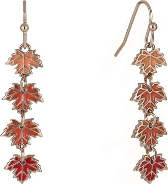 Hallmark Enamel Linear Maple Leaf Earrings in Orange at Nordstrom