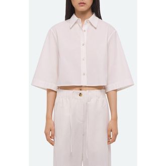 Helmut Lang Button Back Boxy Cotton Cotton Button-Up Shirt in White at Nordstrom, Size X-Small