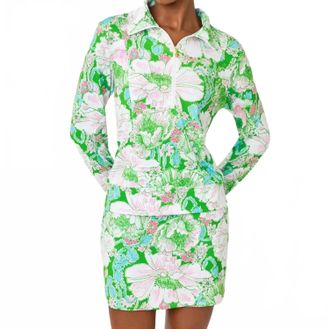 Lilly Pulitzer Eleni Pullover Top In Putting Green Poppyland