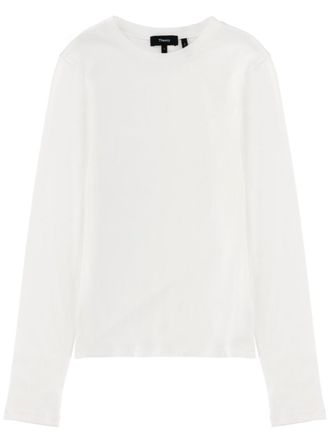 Theory White Solid Crew Neck T-Shirt