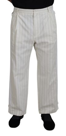 Dolce & Gabbana Mens Pinstripe Trousers Pt01 - Ivory Cotton - Size EU 44 (Mens)