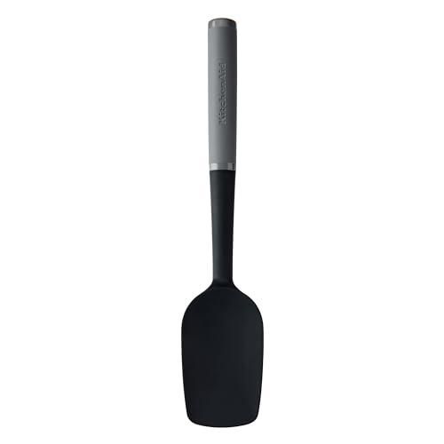 Spatule De Cuisine KitchenAid En Silicone Et Inox - Tête Souple Anti-Rayures, Résistante à 260°C - Blanc Amande