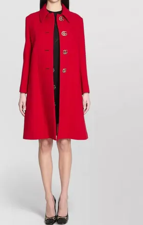 Gucci double g natt&eacute; wool knee coat