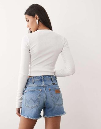 Wrangler mini short in denim blu medio