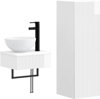 vidaXL Juego De Muebles De Ba&ntilde;o 2 Uds. Blanco Brillante Vidaxl