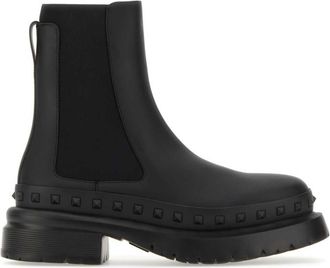 Valentino Garavani Black Leather Rockstud Boots