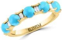 Effy 14K Yellow Gold Diamond & Turquoise Ring in Blue at Nordstrom Rack, Size 7