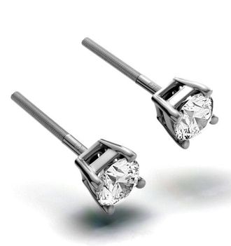 The Diamond Store Diamond Earrings 0.66CT Studs H/SI Quality in 18K White Gold - 4.5mm