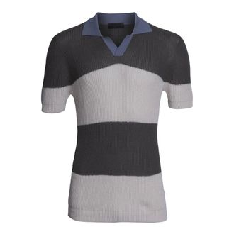 Dondup V-neck Knitwear, male, Multicolor, Size: M Striped Patent-Knit Polo