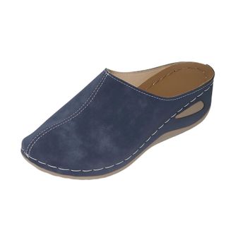 Generic Closed Toe Sandals for Women Casual Orthopedic Slippers Solid Color Stylish Lightweight Comfortable Slip On Wedge Sandals Summer Beach