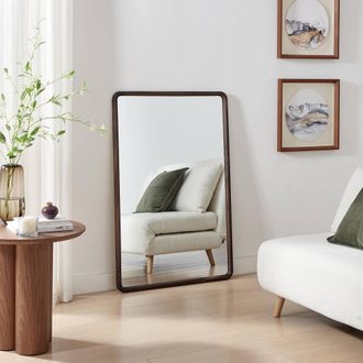 Furniturebox Rowena Walnut Wood Large 120x80cm Rectangle Wall Mirror | Size: 120x80 cm