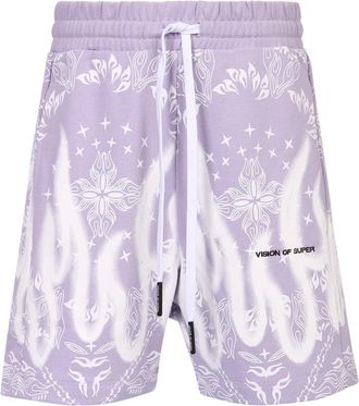 Vision Of Super Bandana print shorts - Heren - Korte Broeken - Paars - L - Katoen - Korte Broeken