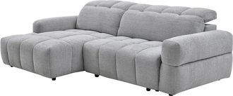 Vente-Unique Sof&aacute; rinconera izquierda con relax y asiento deslizante el&eacute;ctrico en tejido gris CARIALA