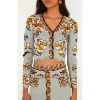 Farm Rio Stained Glass Beauty Crop Cardigan at Nordstrom, Size Xx-Small