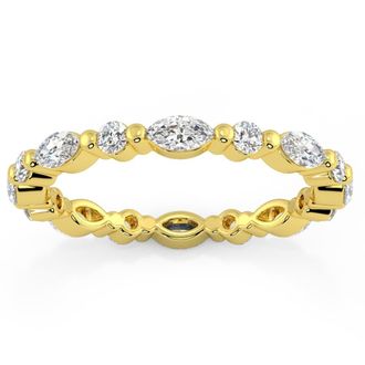Pompeii3 1Ct Marquise & Round Diamond Eternity Wedding Stackable Ring 14k Gold Lab Grown