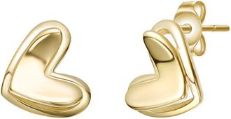 Rachel Glauber 14K Plated Heart Earrings