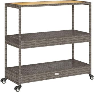 vidaXL Carrito De Bar 3 Niveles Rat&aacute;n Pe Y Madera Maciza Acacia Gris Vidaxl
