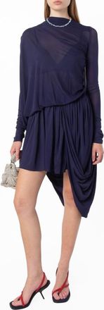 Ferragamo Asymmetric Drape Jersey Dress, Brand Size 40 ( US Size 6 )
