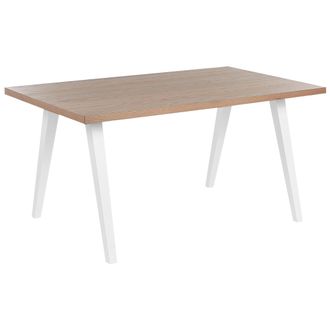 Beliani Beliani - Mesa De Comedor Madera Clara Blanco 150 X 90 Cm Tablero Mdf Roble Patas Lenister