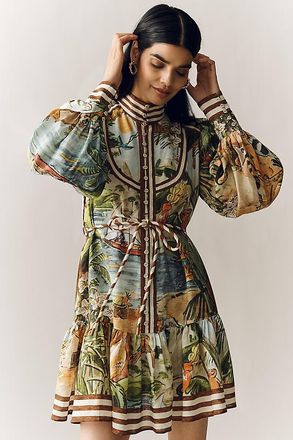 Alemais Toucan Tango Long-Sleeve Mini Dress