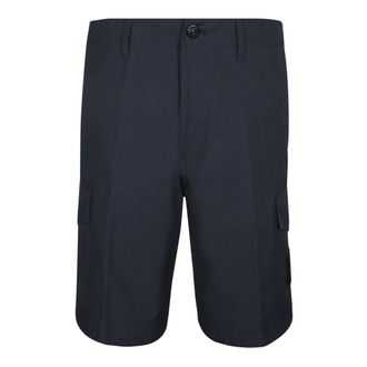 Stone Island Blauwe Canvas Bermuda Shorts met Knoopsluiting - Heren - Korte Broeken - Blauw - W30 - Katoen - Korte Broeken