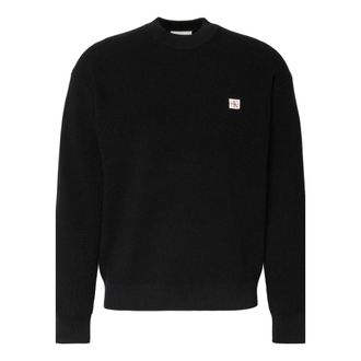 Calvin Klein Maglione in cotone waffle con monogramma - - Knitwear - Uomo - Nero - XL