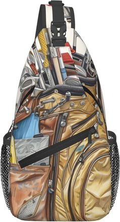 Generic Gold Golf Crossbody Bag Adjustable Chest Bag Anti Theft Backpack For Traveling Outdoors Sports
