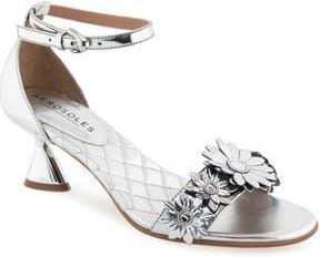 Aerosoles Jazzier Ankle Strap Sandal in Silver Mirror Floral Leather at Nordstrom Rack, Size 8.5
