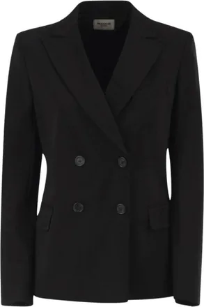Max Mara Milano-knit Double-breasted Jersey Blazer - female - Weekend Max Mara - Blazers - Black - S - Jackets