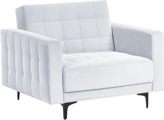 Beliani Beliani - Sill&oacute;n De Terciopelo Gris Claro Reclinable Acolchado Patas Negras Aberdeen