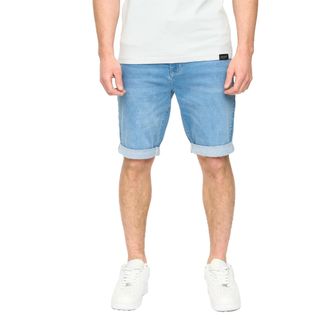 Crosshatch Heren Youlgreeve Denim Short met Ceintuur (Mid Wash)