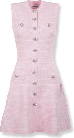 Self Portrait Short Dresses, female, Pink, Size: XS Pointelle Diamante Knit Mini Dress