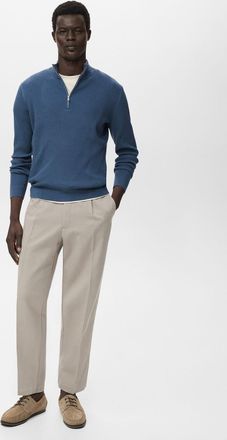 Mango Pullover coste collo zip indaco - Uomo - XXL - MANGO MAN