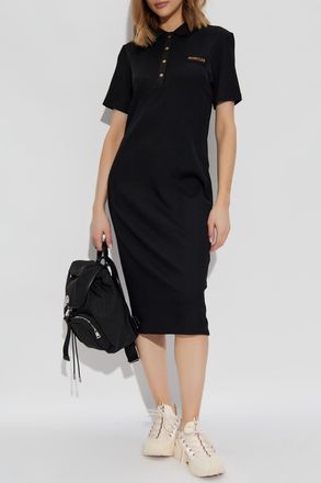 Moncler Dress With Logo Patch, Womens, Black