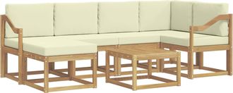 vidaXL Conjunto De Sof&aacute;s De Exterior 7 Uds. Blanco Y Crema Vidaxl