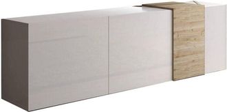 Dmora Dmora - Mueble de televisión Iseo, Aparador de salón, Mueble bajo para TV, Base de pared equipada, Made in Italy, 181x44 h59 cm, Blanco brillante y