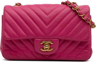 Chanel Pre-owned Mini Rectangular Classic Chevron Lambskin Single Flap - - Pre-owned - Donna - Rosa - ONE SIZE