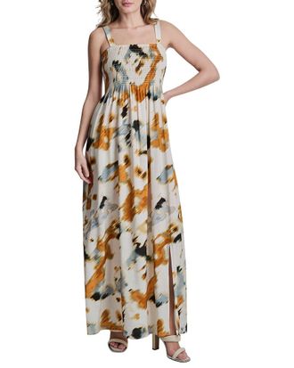 DKNY Printed Smocked Dress