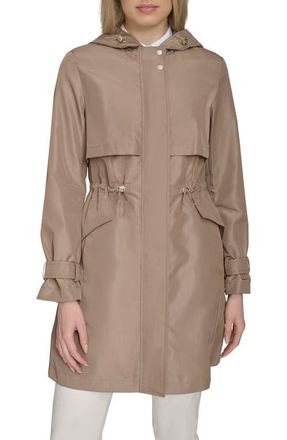 Cole Haan Hooded Trench Raincoat in Champagne at Nordstrom, Size Medium