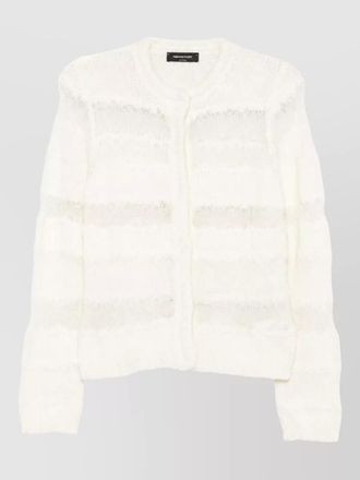 Fabiana Filippi ribbed open knit striped wool silk cashmere cardigan