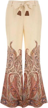 Zimmermann Rhiannon Flare Pant - Dames - Wijde Broeken - Beige - S - Katoen - Broeken