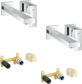 GROHE Conjunto 2 Mezcladores De Lavabo De Pared Eurocube M + Cuerpo Empotrado