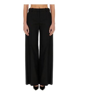 Nina Ricci Wool Gabardine Large Trousers - female - Nina Ricci - Wide Trousers - Black - XS - Trousers