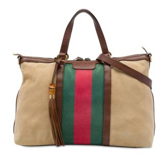 Gucci Pre-owned Gucci Medium Canvas Web Rania Top Handle Bag Ladies 9D2IRE12XNEQ20FU