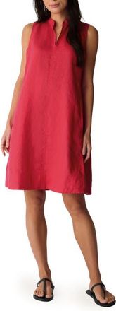 Eileen Fisher Split Neck Organic Linen Shift Dress in Grenadine at Nordstrom, Size Xx-Small