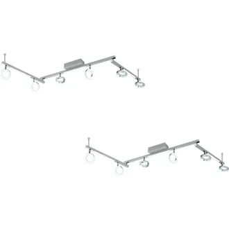 Loops 2 PACK Wall 9 Spot Light Aluminium Chrome Shade Satined Plastic LED 3.2W 3x3.3W
